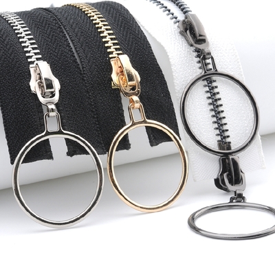 5號金屬白銅拉鏈亮銀淺金齒高檔羽絨服夾克皮衣鐵齒雙頭槍黑拉鎖 - 360購物