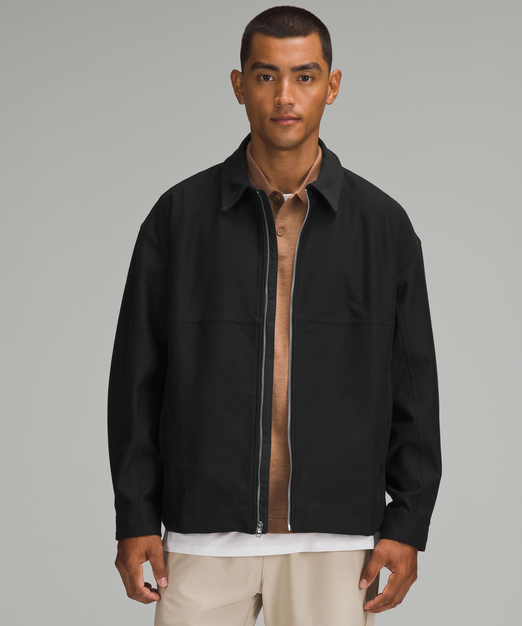 男士斜紋拉鏈翻領夾克 實用與時尚的完美融合